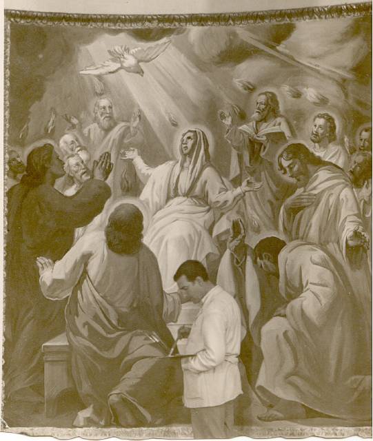 08 Últimant el mural de la Pentecosta, parroq. del Salvador, Ibi-Alacant_1948Fotos a Remigio
